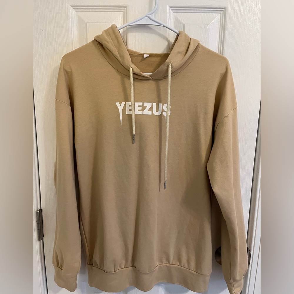Yeezus Unisex Tan and White Hoodie